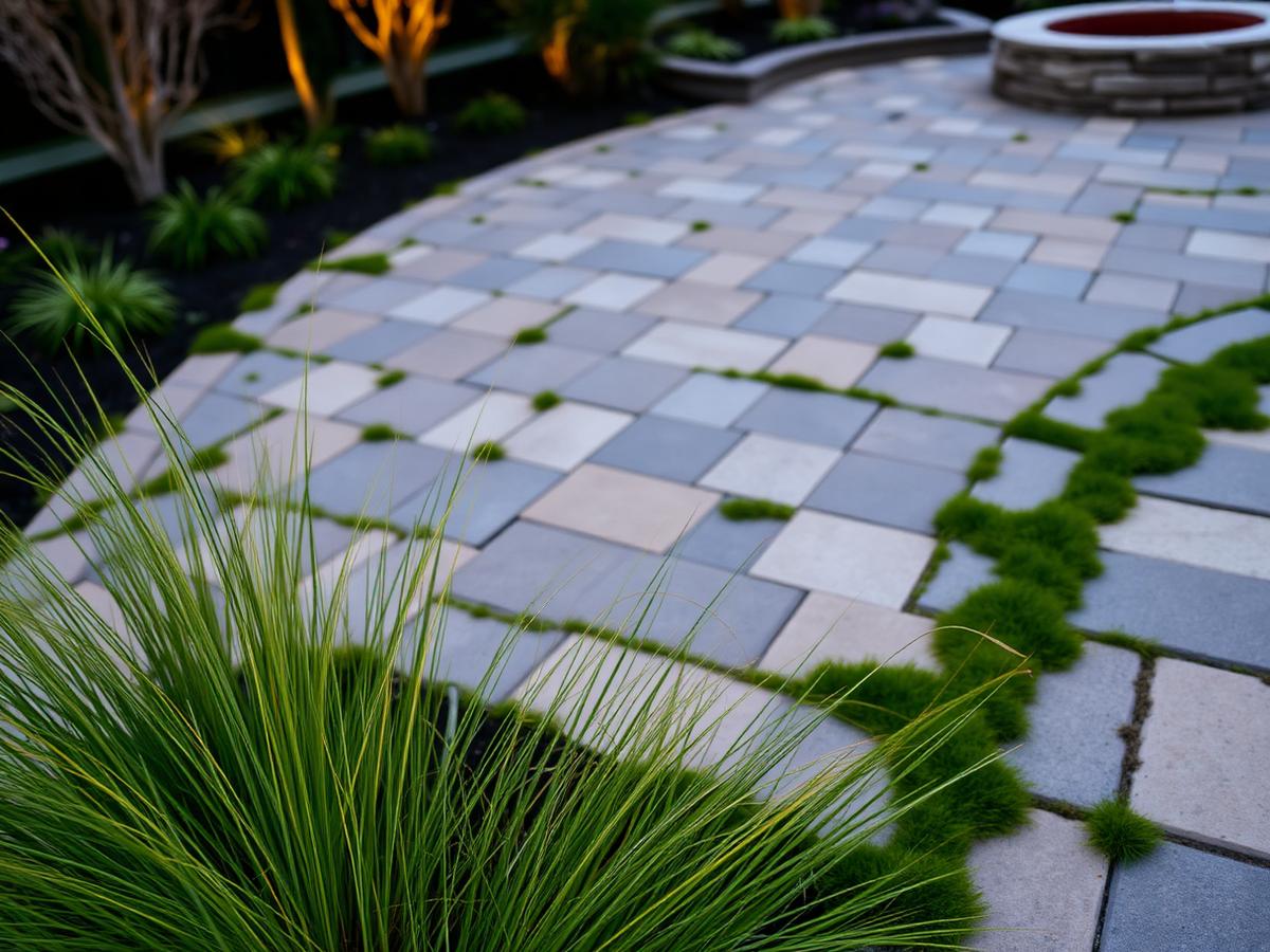 Flagstone patio with fire pit built by Karmi Landscaping