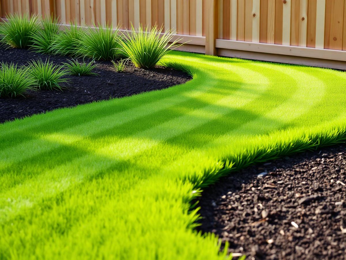 Freshly installed lawn and garden beds by Karmi Landscaping